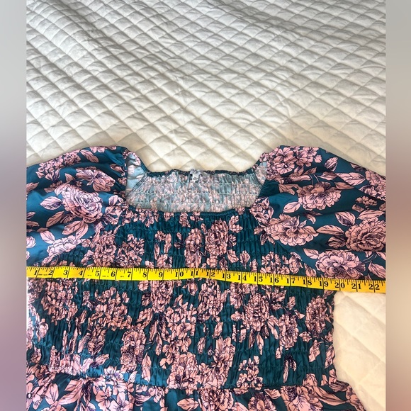 Polagram Pink and Teal Floral short Sleeve Dress1X - Picture 11 of 16
